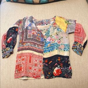 Johnny Was Multicolor Floral Blouse